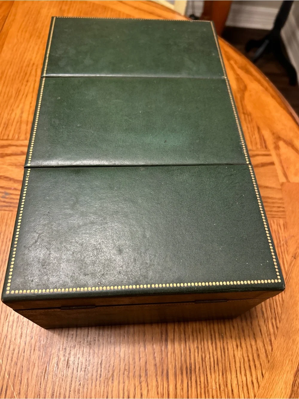 Vintage Green Jewelry Storage Box with Mirror and Velvet Lining